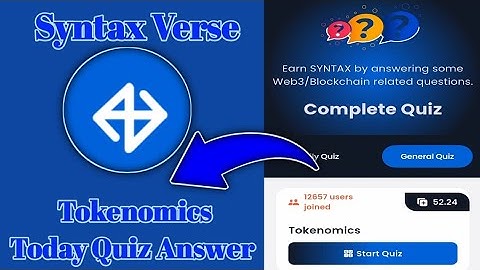 Syntax Verse General today quiz answer|Tokenomics Quiz Answer
