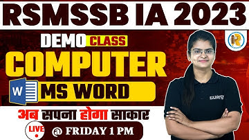 Suchna Sahayak Computer Classes: MS Word | Information Assistant Computer Demo Class | by Preeti Mam