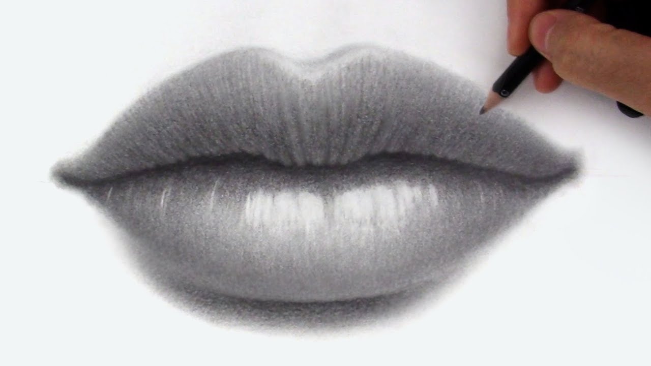 How to Draw + Shade Lips in Pencil YouTube