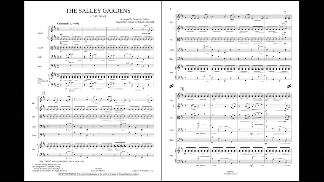 The Salley Gardens Arr By Benjamin