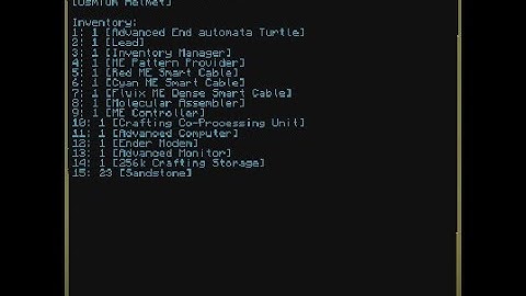Inventory Display in All The Mods 9 (ATM9) Computer Craft