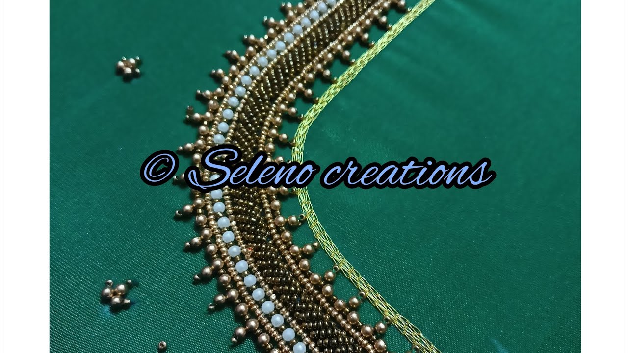 making of elegant design using beads without thread and tracing design ...