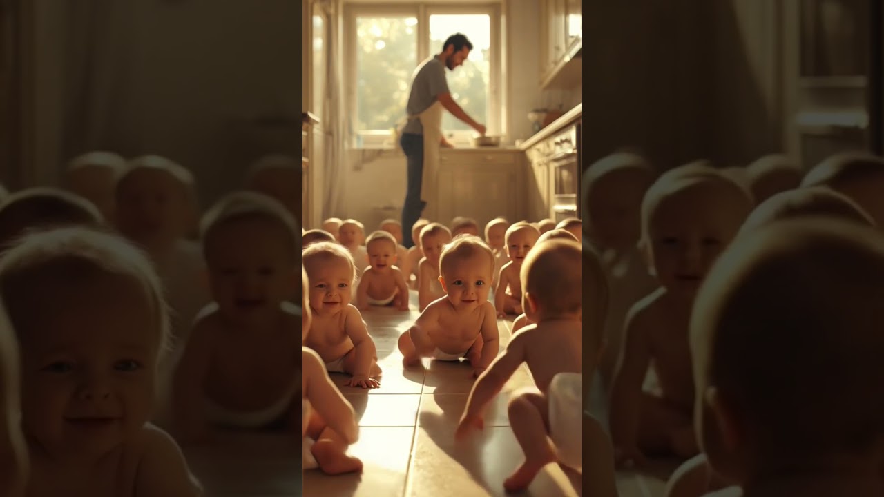 newborn babies playing in the  kitchen 🥰😍