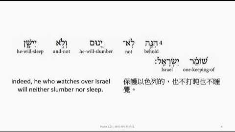 Psalm 121: Hebrew interlinear audio Bible 希伯來文聖經:詩篇第一百二十一篇