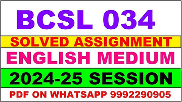 bcsl 34 solved assignment 2024-25 | bcsl 34 solved assignment in english 2025 | bcsl 34 2024-25