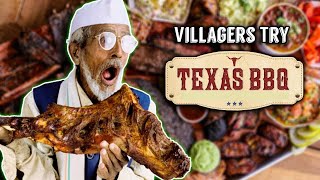 Villagers Try LEGENDARY Texas BBQ For First Time ! Tribal People Try Texas BBQ For First Time