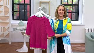 Studio Park x Amy Stran Short Sleeve Pointelle Summer Sweater on QVC