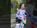 This girl travels the mountains by making a train out of plastic bottles but why? #shortsvideo