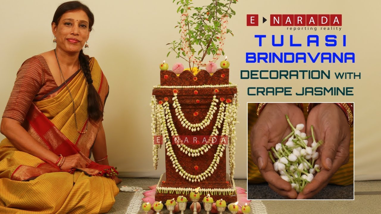 Tulasi katte flower decoration with Crape Jasmine or nandi battalu ...