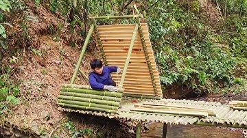 Building A Bamboo Bridge Across A Small River