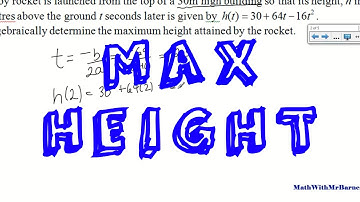 Maximum Height of Quadratic Word Problems