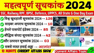 महत्वपूर्ण सूचकांक 2024 | Important Index 2024 Current Affairs | Mahatvpurn Suchkank Index 2024