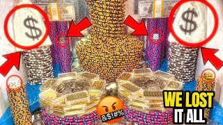 😡WE LOST IT ALL THEN THIS HAPPENED! HIGH LIMIT COIN PUSHER 20 QUARTER CHALLENGE MEGA MONEY JACKPOT! screenshot 3
