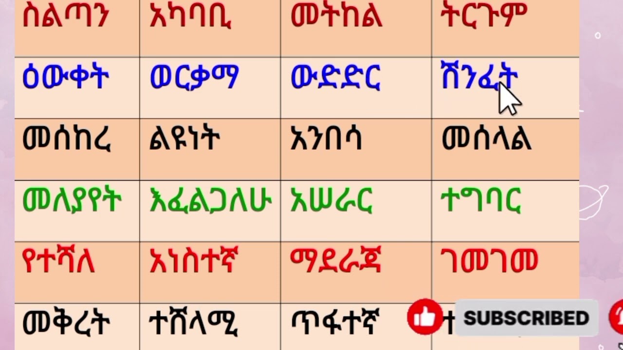 አማርኛ ቃላት ምስረታ ለጀማሪ ተማሪዎች#amahric 0921557522