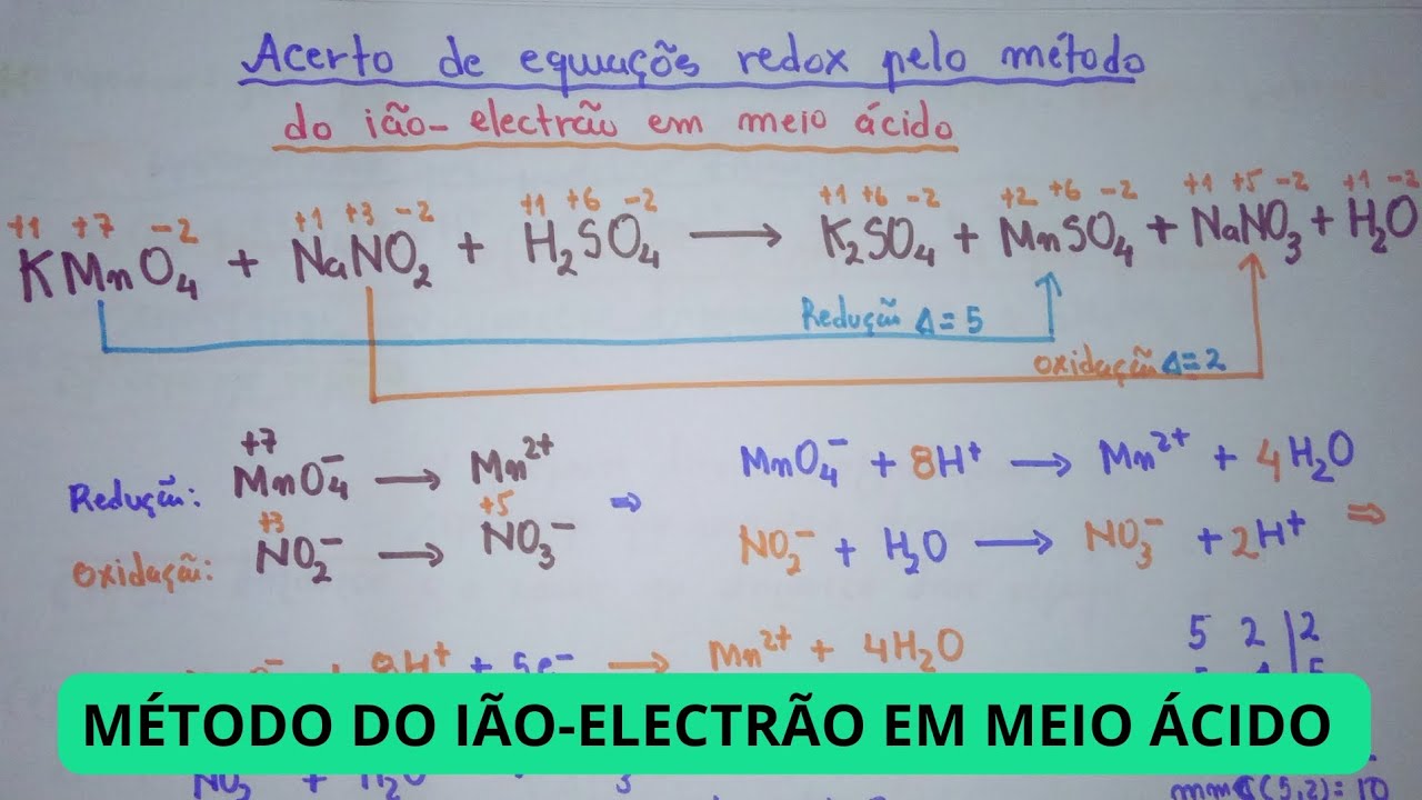 Acerto de equações redox pelo método do ião-electrão (íon elétron) em ...