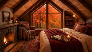 Scarlet Fall Jazz inside a Cozy Attic Room 🍂 Relaxing Jazz Music for Focus & Cozy Ambience