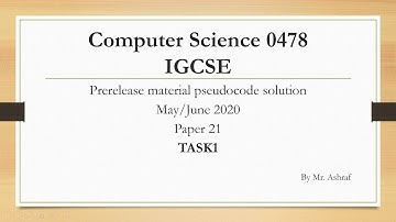 Prerelease material solution Computer Science 0478/2210 -  P21- May/June 2020