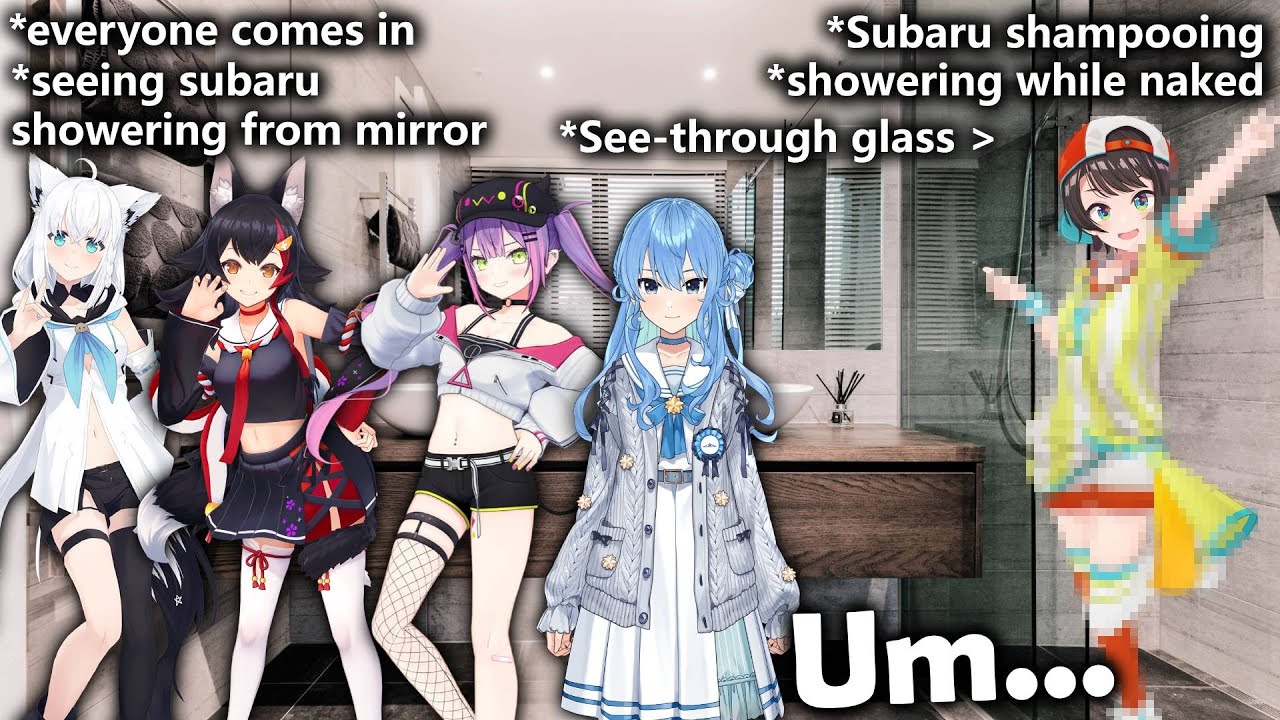 Subaru принимает душ в ванной со стеклянными стенами и привлекает всеобщее внимание 💀