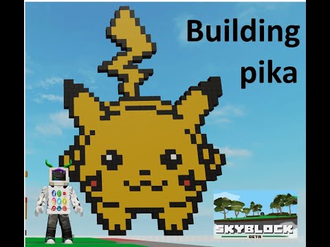 Skyblock Roblox Pixel Art Building Pika Youtube - robux pixel art