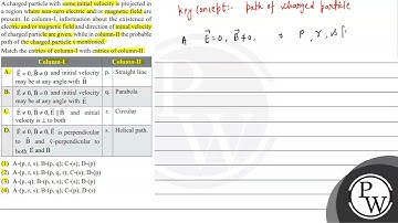 A charged particle with some initial velocity is projected in a region where non-zero electric a...