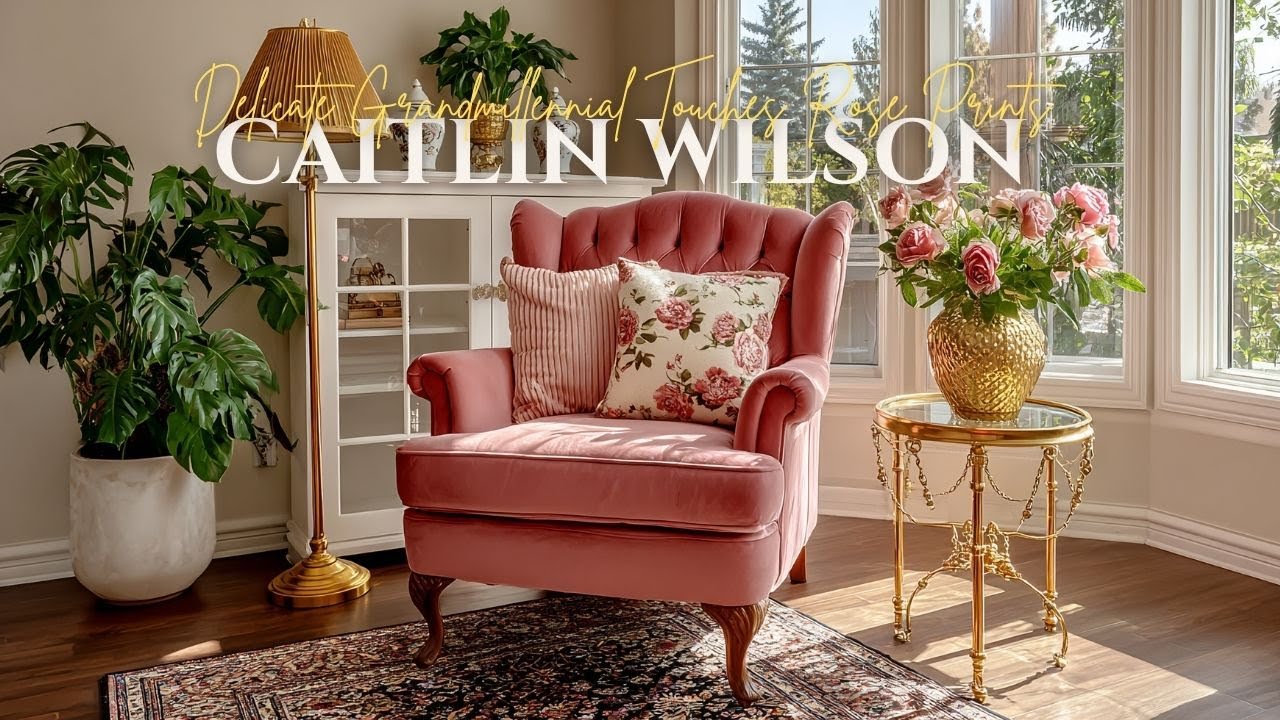 Delicate Grandmillennial Touches with Caitlin Wilson   Rose Prints & Pretty Lamps