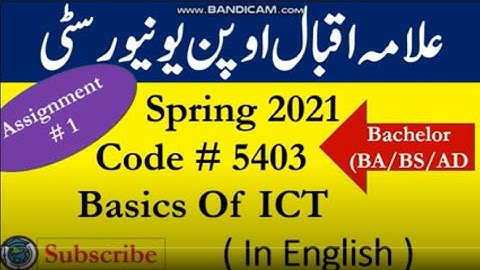 AIOU Code 5403 Solved Asignment No.1 Spring  2021 || Subject: Basics of ICT  || Level: Bachelor/BA