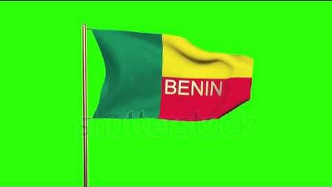 Benin flag with title waving in the wind. Looping sun rises style. Animation loop Stock video by