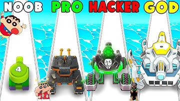 NOOB VS PRO VS HACKER VS GOD IN TANK MERGE WITH SHINCHAN & CHOP
