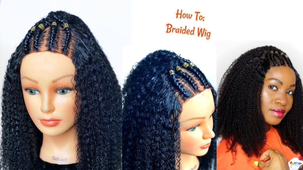 Braided wig Afro kinky with front conrow wig Short Afro Kinky Curly Braided Wigs Synthetic Transparent  main image 2