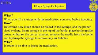 Filling a Syringe for Injection- Vet CDE Practicum FFA