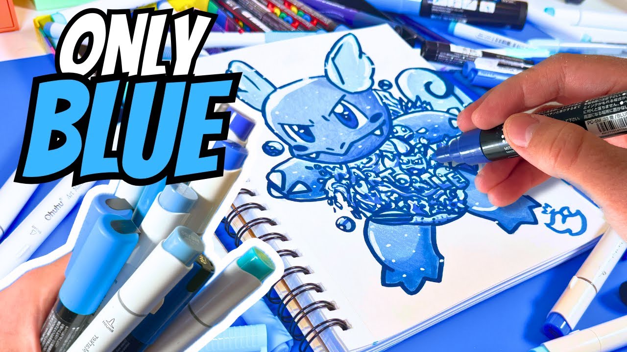 Drawing, But I Can ONLY USE ONE Color! - YouTube