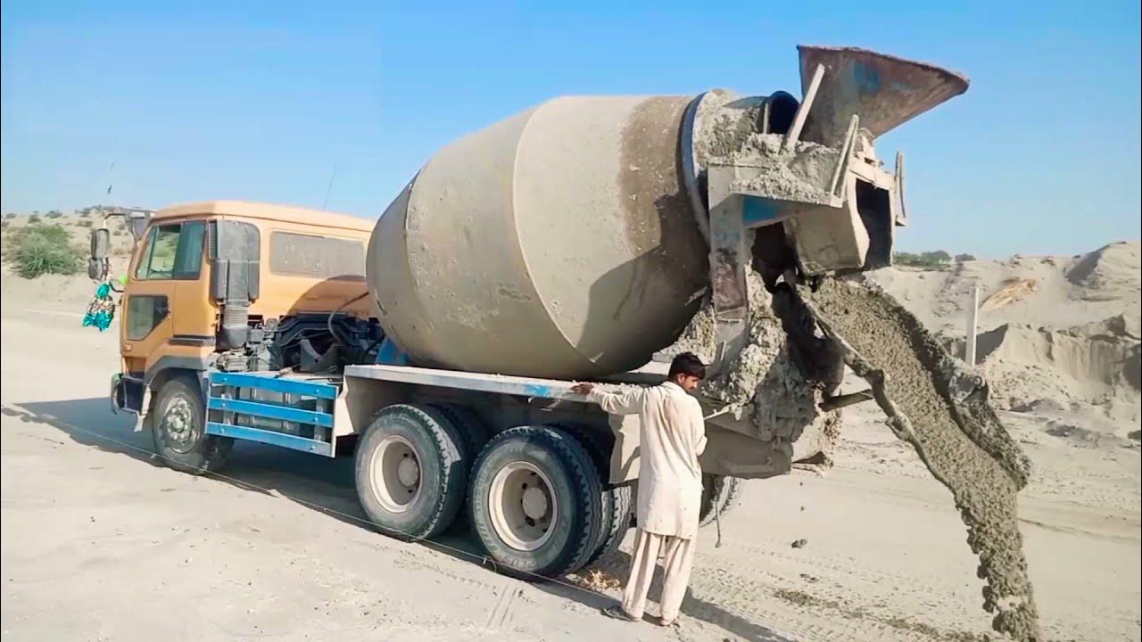 TM concrete mixer unload work YouTube