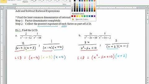7 2 Add and Subtract Rational Expressions Part I