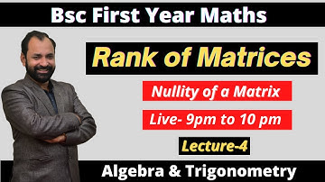 Bsc 1st year Maths paper 1 Chapter 3  unit 1 Rank of Matrices \ L-4