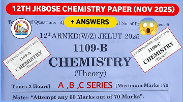 jkbose class 12th chemistry paper 2025 😱 | jkbose todays chemistry paper class 12th | a b c series