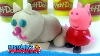 Play-Doh E Familia Peppa Pig Fazendo Gatinho De Minha De Modelar Em Portugues