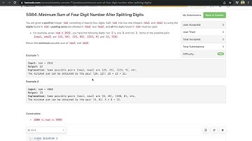 Biweekly Contest 71 screencast (Leetcode)