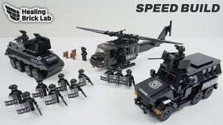 Police Brick Sets of SWAT, Armored Vehicle, Tactical Truck, Helicopter Speed Build