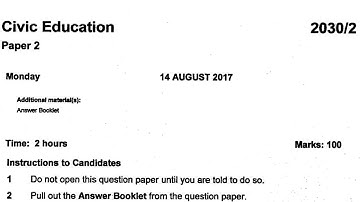 2017 Civic Education (GCe)- Exam revision questions and answers