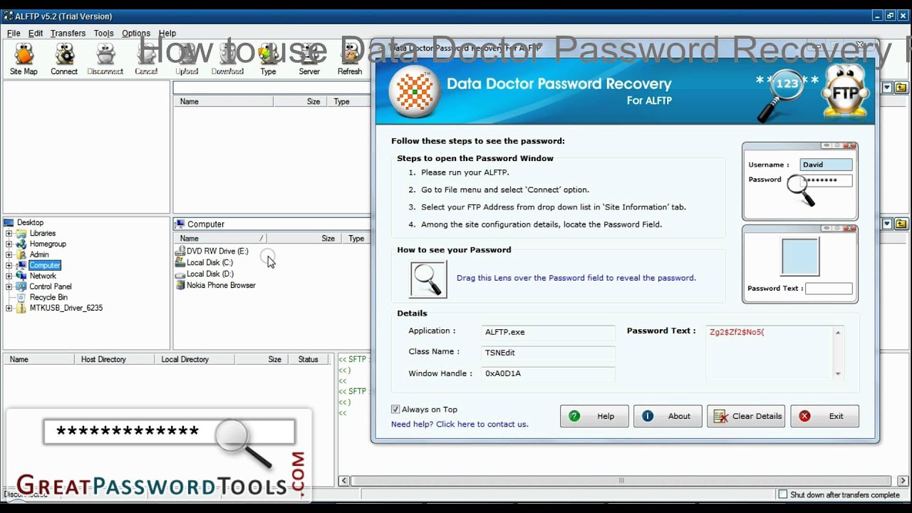 How to Recover Forgotten Password of ALFTP Client