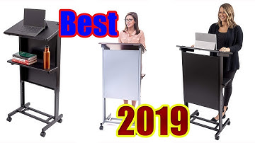 Stand Up Desk Store Mobile Adjustable Height Lectern Podium, Heavy Duty Steel Frame