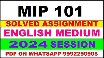 mip 101 solved assignment 2024 | mip 101 solved assignment in english 2023-24 | mip 101 2024