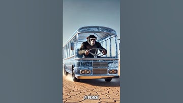 The monkey and his child make an ice bus and the black monkey runs away with the bus😭#ai#monkey #usa