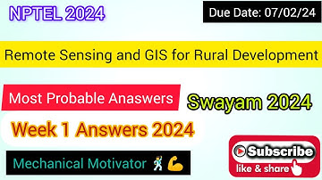 Remote Sensing and GIS for Rural Development | Week 1 Quiz | Assignment 1 Solution | NPTEL | SWAYAM