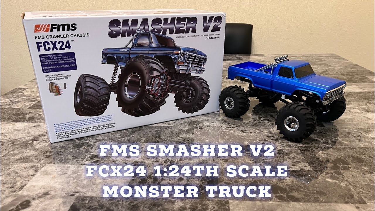FMS SMASHER V2 FCX24 1 24TH SCALE MONSTER TRUCK UNBOXING rc hobby FMS SMASHER V2 FCX24 1 24TH SCALE MONSTER TRUCK UNBOXING rc hobby