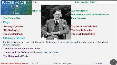 The Waste Land By T.S.Eliot #pgtrb #pgtrbexam #pgtrbenglish #literature #successacademyerode #eliot