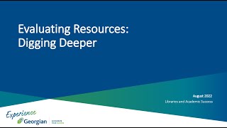 Evaluating Resources  Digging Deeper