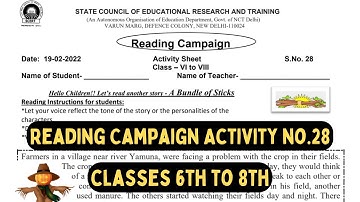 Reading Campaign Activity No 28 | Classes 6th to 8th | In Hindi & English