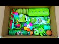 Satisfying With Unboxing Green Stationery items, pencil box, sharpener, eraser, pouch, highlighter