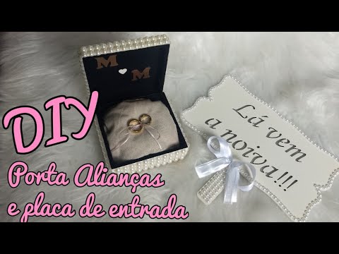 DIY Porta Alianças e Placa 'La vem a noiva'